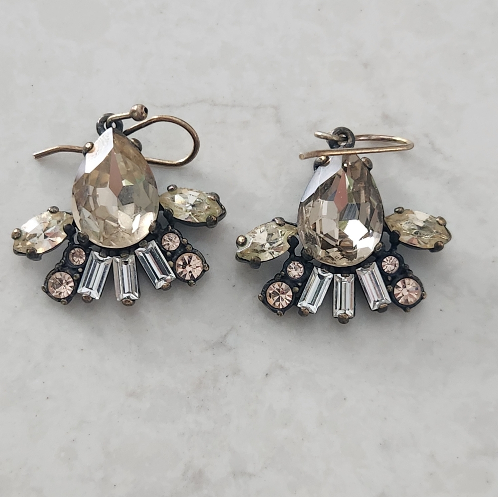J Crew Dangle Earrings Vintage Style Rhinestone